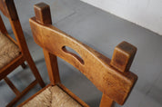 Set_of_6_brutalist_rustic_dining_chairs_in_Oak_and_Rush_1960_s