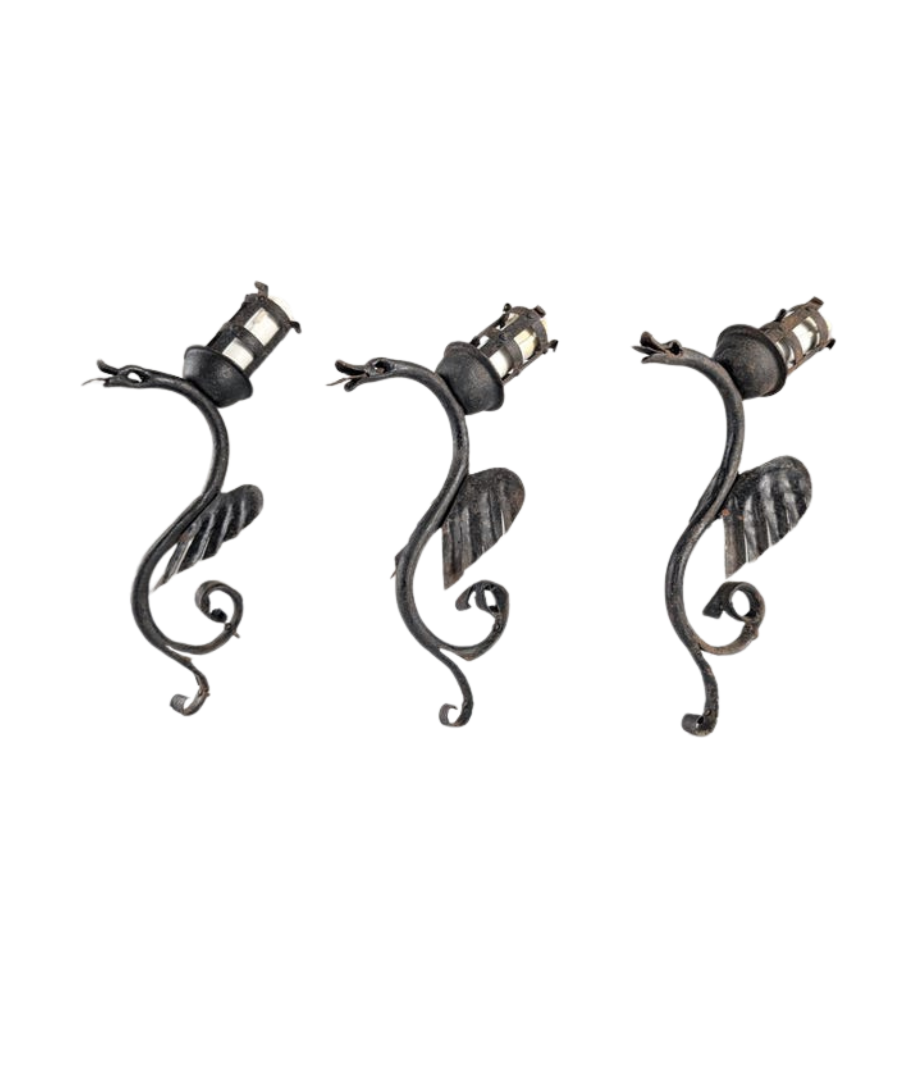 Set_of_Three_Wrought_Iron_Dragon_Sconces