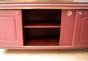 Sideboard_or_double-body_bookcase_covered_in_burgundy_imitation_leather_by_Umberto_Mascagni,_1950s