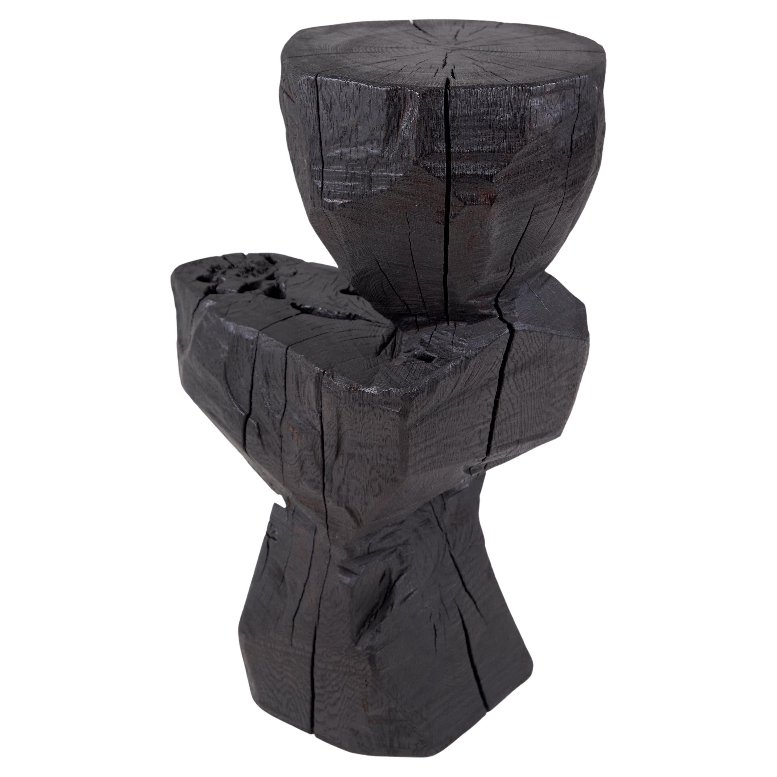 Solid_Burnt_Black_Wood_Rustic_Sculptural_Side_Table