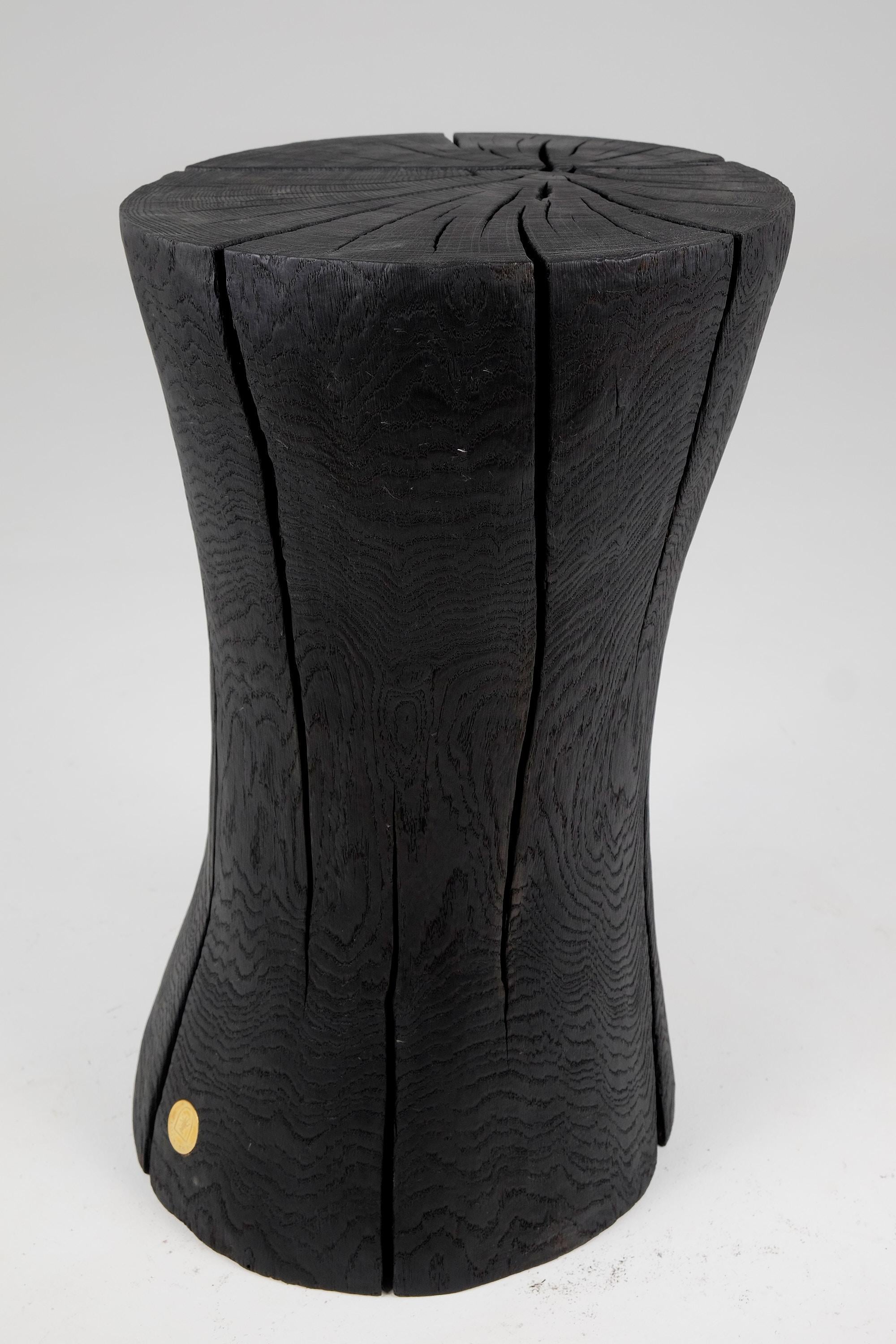 Solid_Burnt_Wood_Brutalist_Sculptural_Side_Table_Pedestal_Jownik
