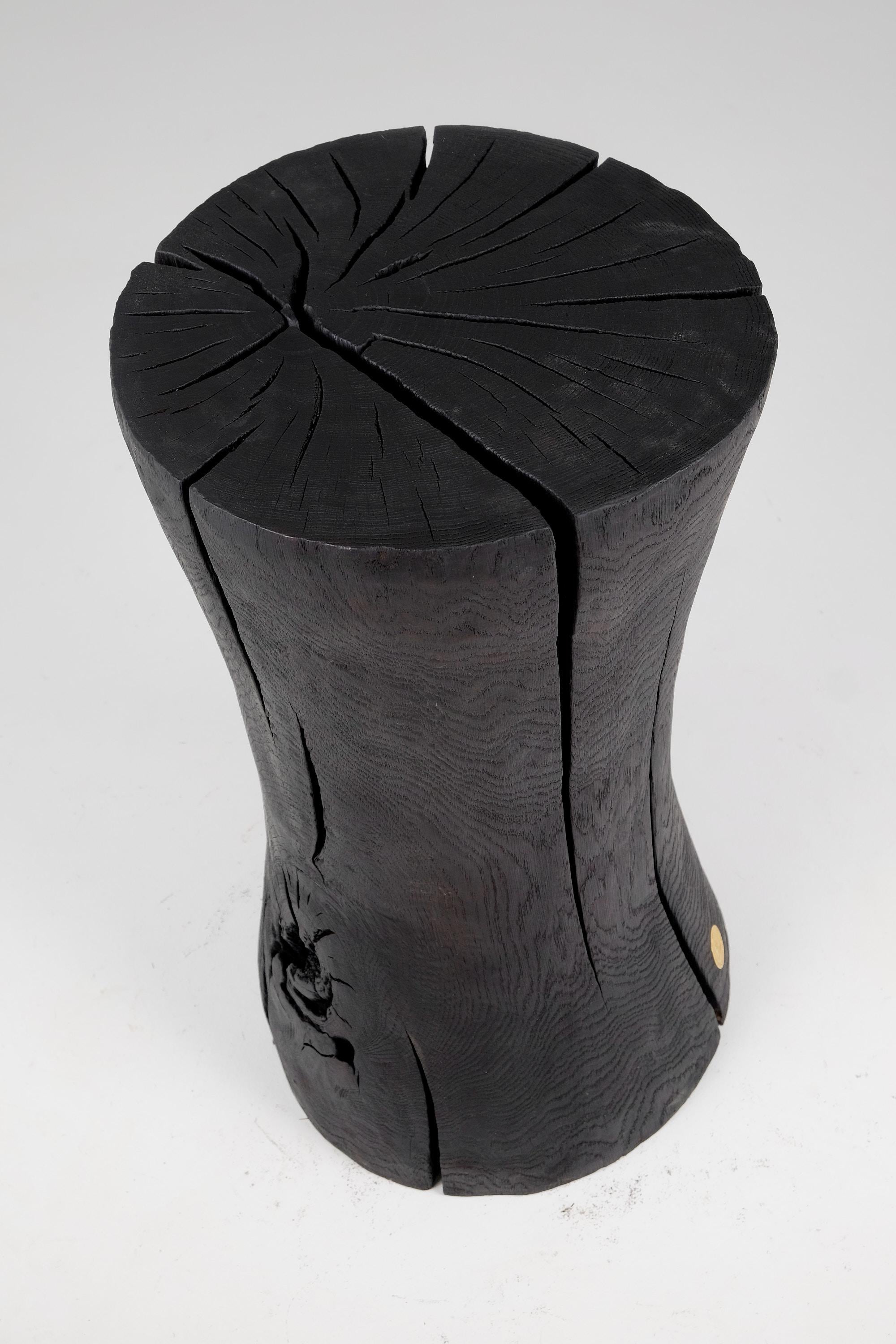 Solid_Burnt_Wood_Brutalist_Sculptural_Side_Table_Pedestal_Jownik
