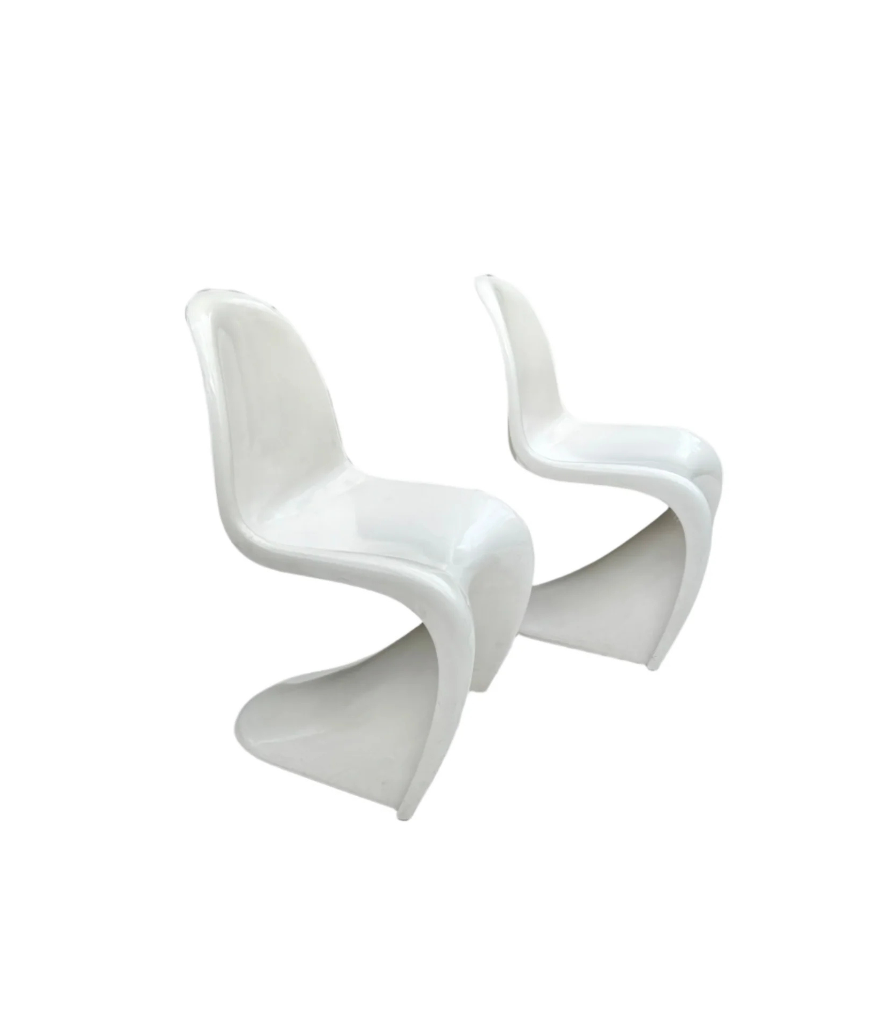 Set of 2 Panton Verner Fibreglass S Chairs in White for Herman Miller, W. Germany 1973