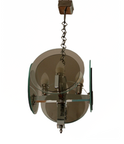 Vintage Art Deco chandelier in chromed metal and glass, Italy, 1970s