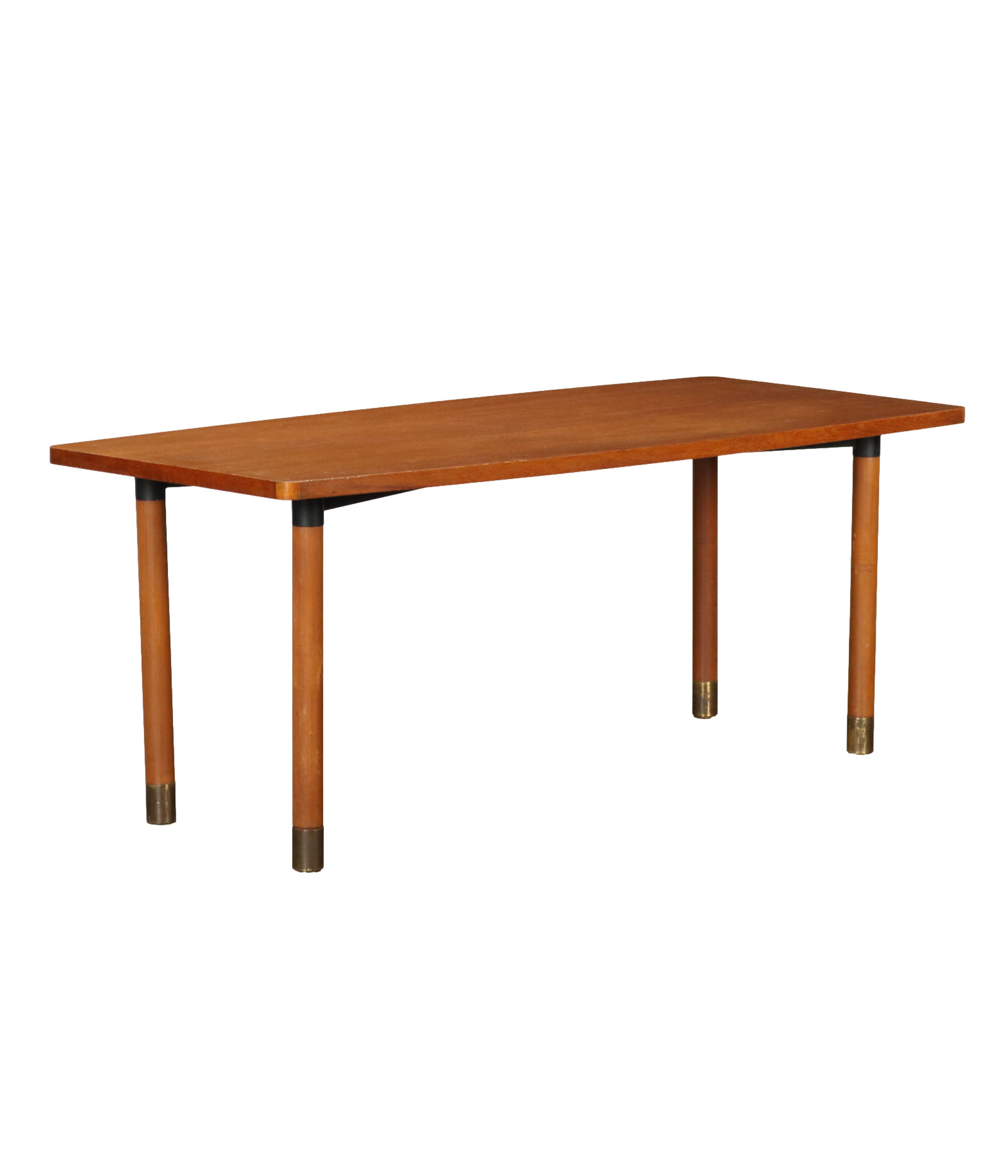 Vintage_1960s_Elegant_Table_Teak_Brass_Feet_Design_Italy