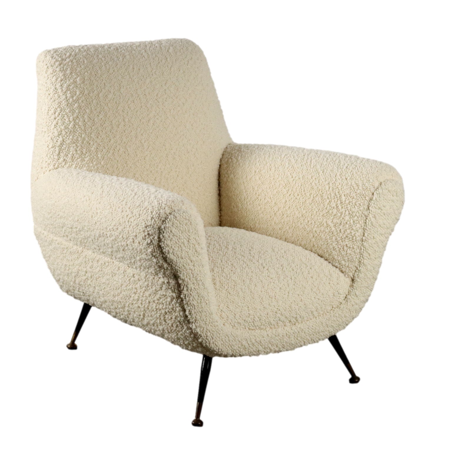 Vintage_Armchair_in_Boucle_Fabric_Metal_Brass_Legs_made_in_Italy_1950s-1960s