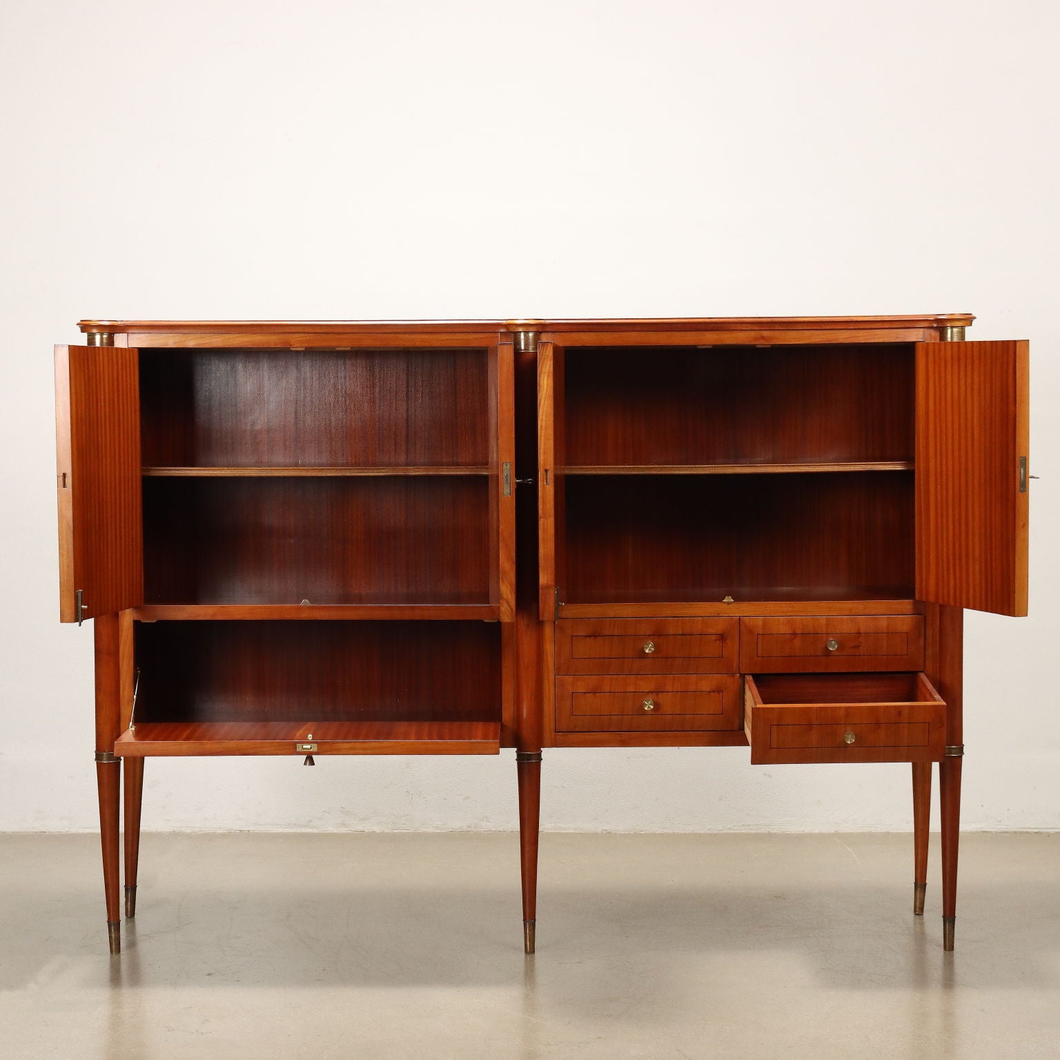 Vintage_Cupboard_Cherry_Veneer_Brass_1950s