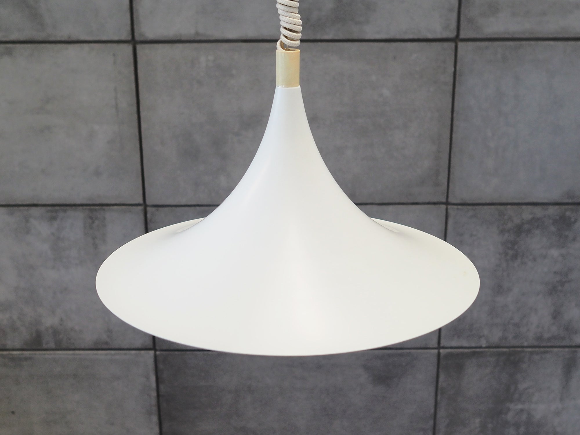 White_pendant_lamp_Danish_design_1960s_production_Denmark