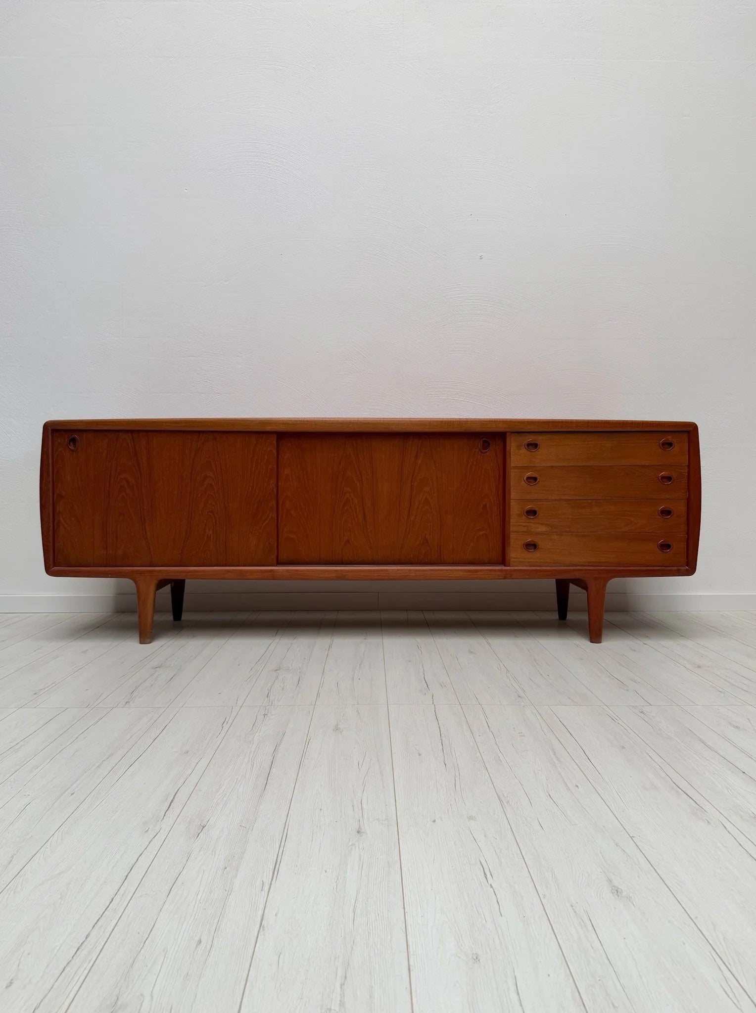1960s_Danish_Teak_Sideboard_by_H.P._Hansen,_Sliding_Doors_and_Four_Drawers