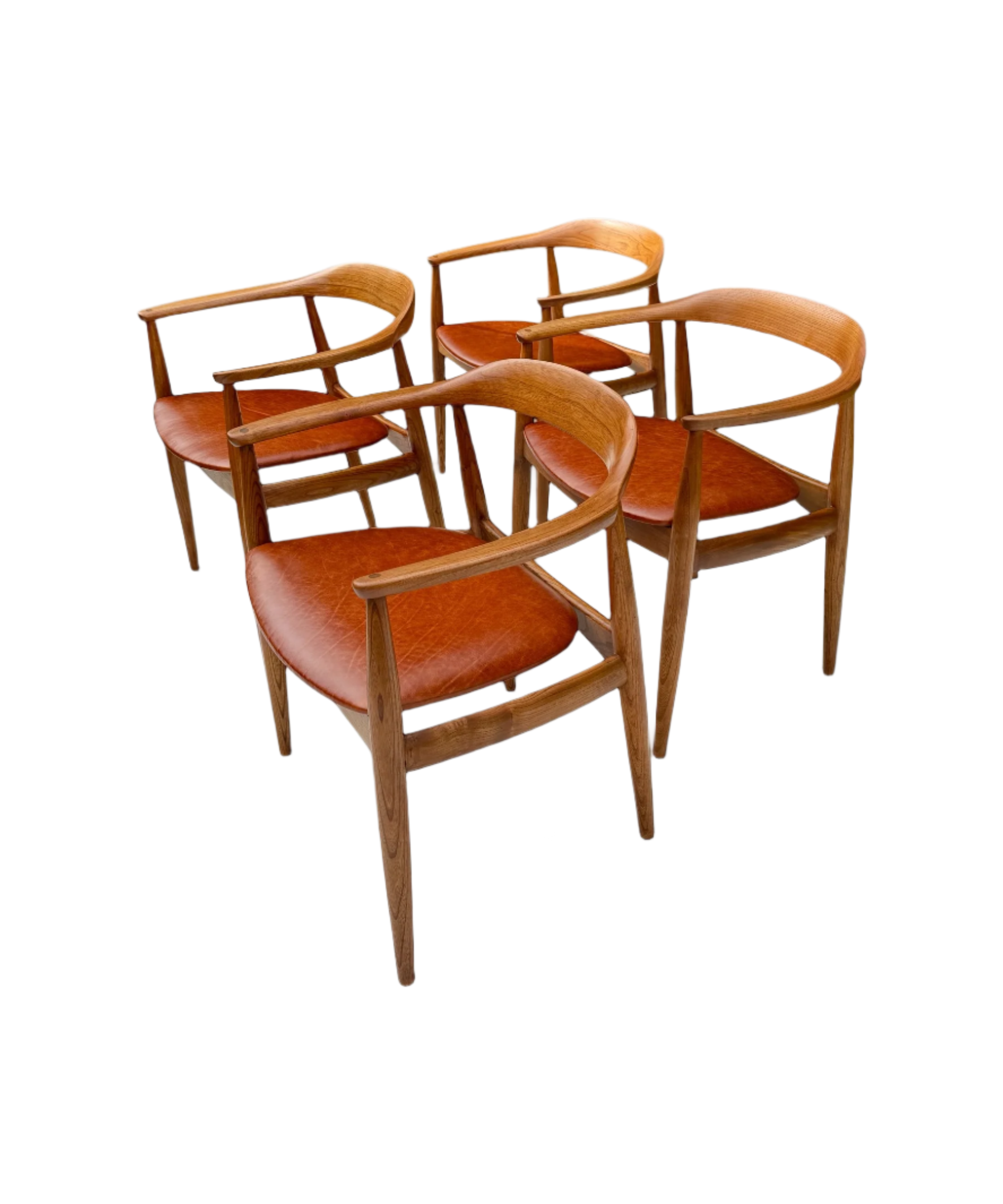 A_Set_of_4_Round_Back_Elm_Wood_Armchairs_by_Illum_Wikkelso_1960's_Denmark
