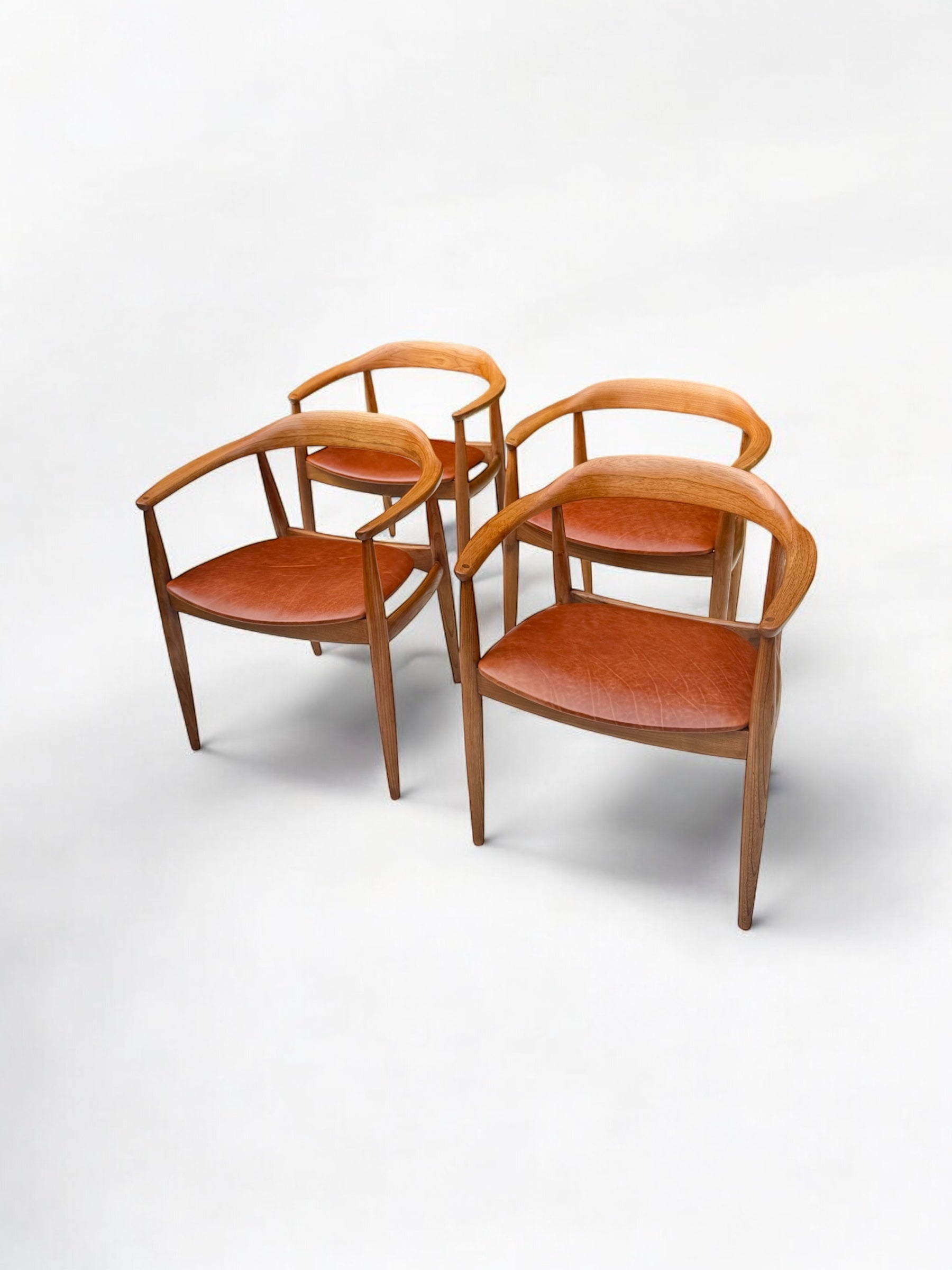 A_Set_of_4_Round_Back_Elm_Wood_Armchairs_by_Illum_Wikkelso_1960's_Denmark