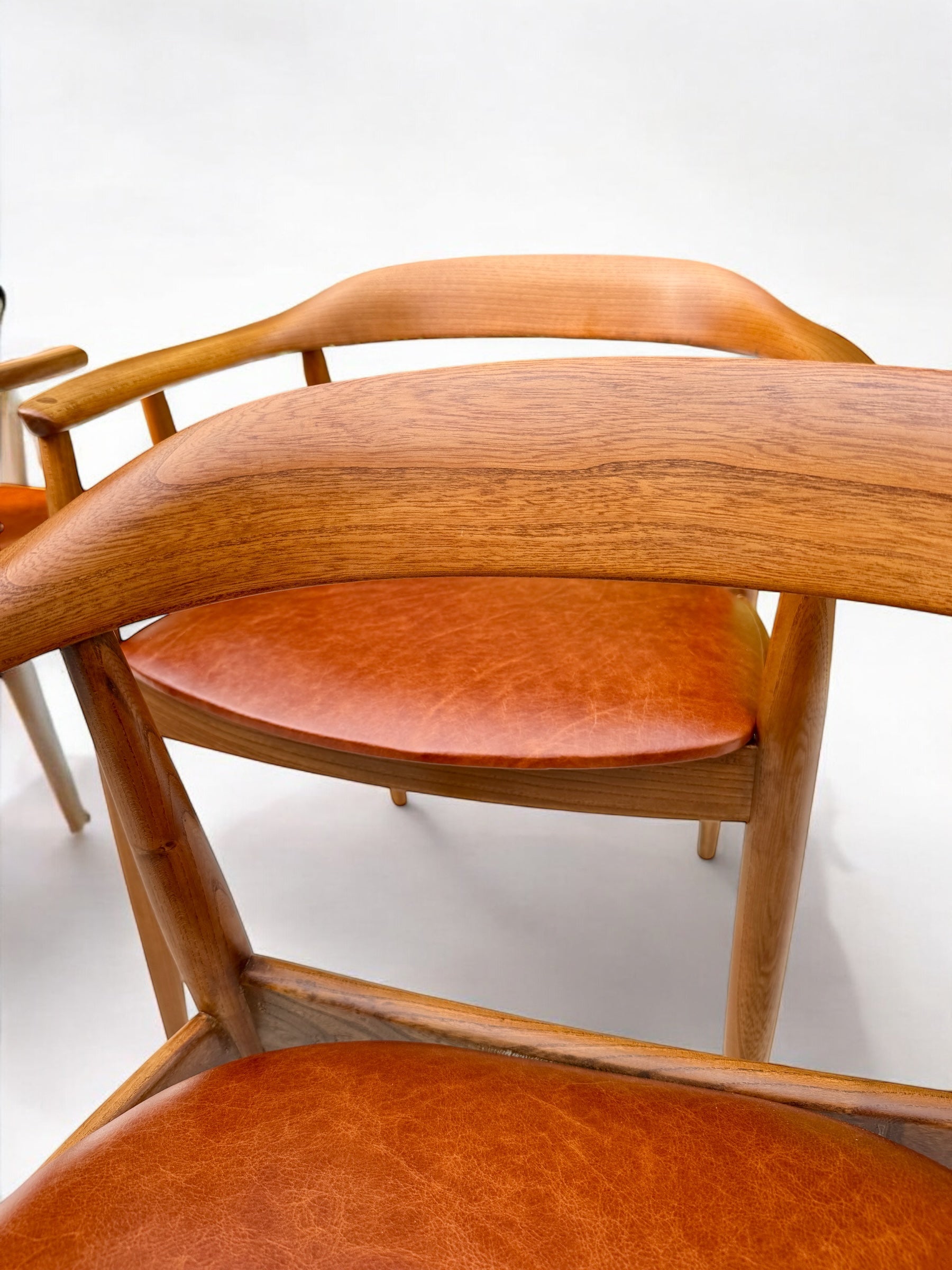 A_Set_of_4_Round_Back_Elm_Wood_Armchairs_by_Illum_Wikkelso_1960's_Denmark