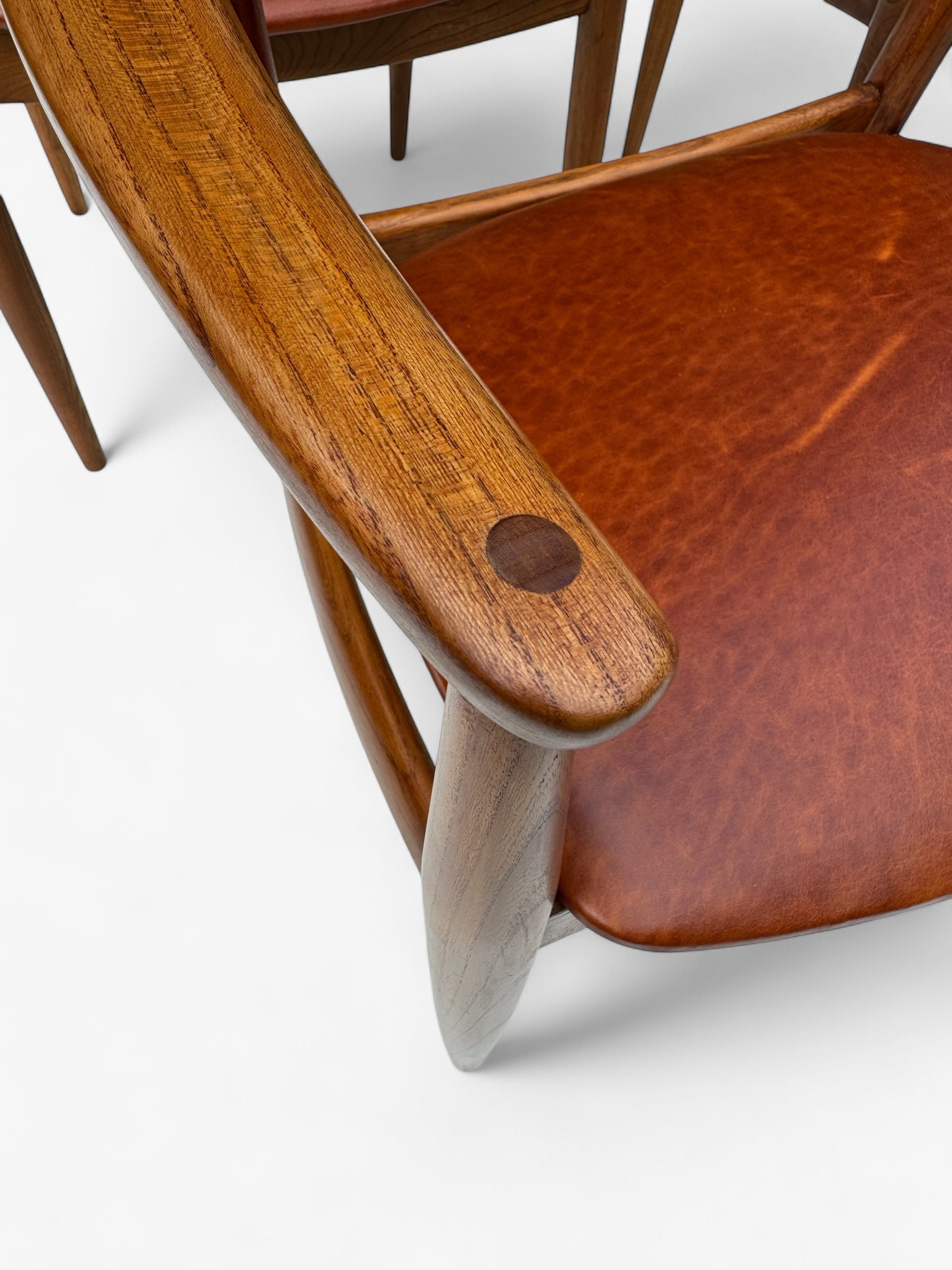 A_Set_of_4_Round_Back_Elm_Wood_Armchairs_by_Illum_Wikkelso_1960's_Denmark