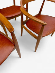 A_Set_of_4_Round_Back_Elm_Wood_Armchairs_by_Illum_Wikkelso_1960's_Denmark