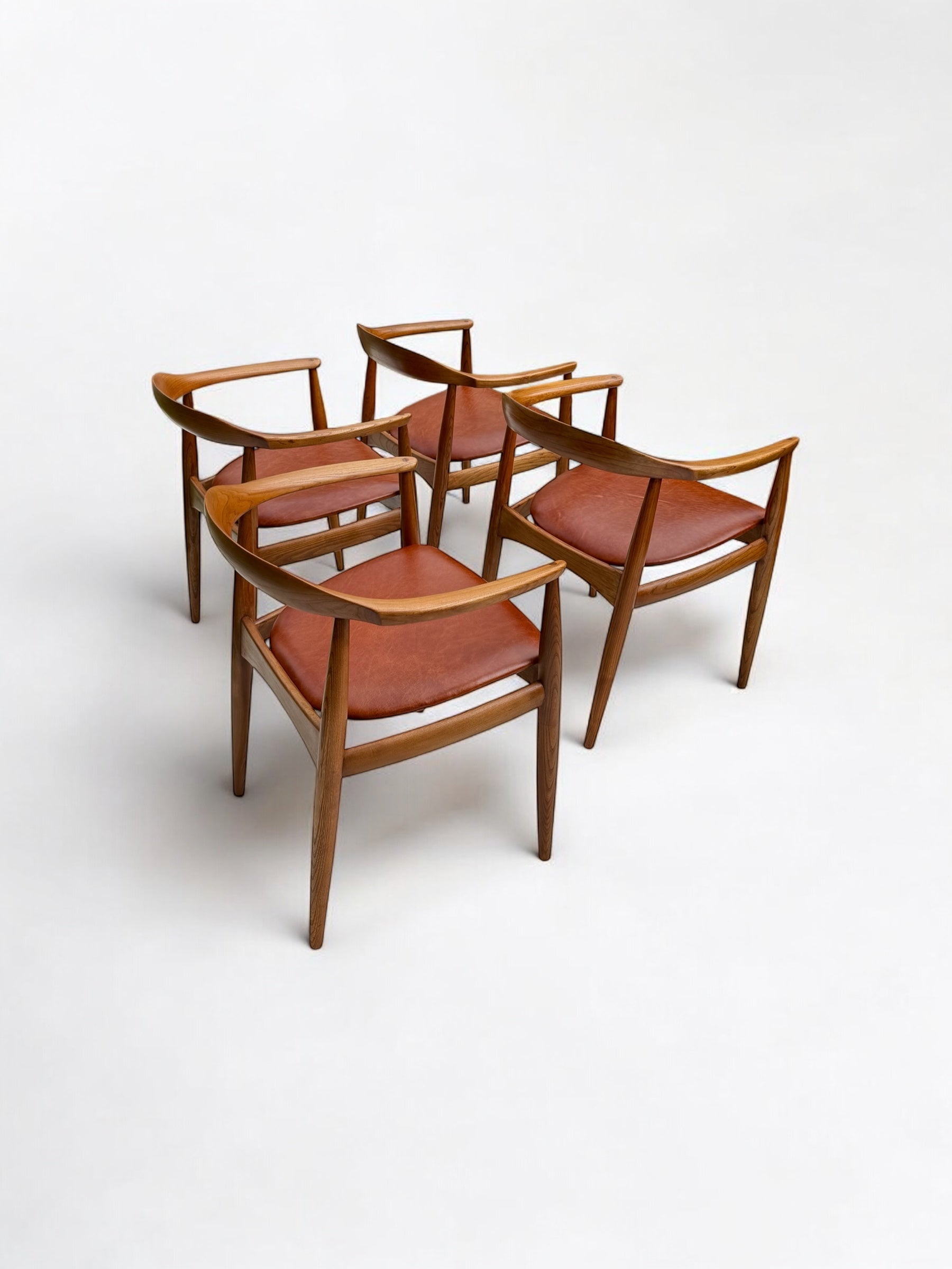 A_Set_of_4_Round_Back_Elm_Wood_Armchairs_by_Illum_Wikkelso_1960's_Denmark