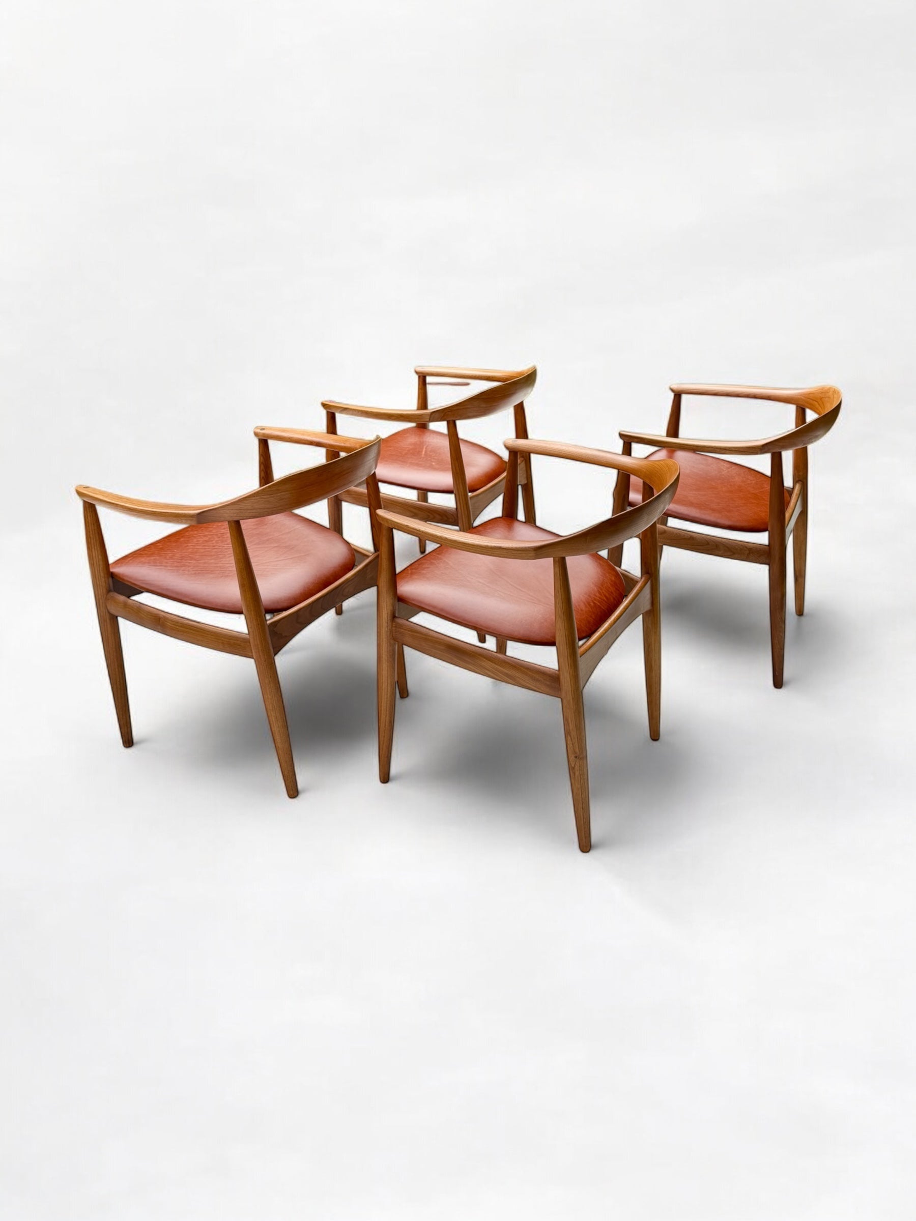 A_Set_of_4_Round_Back_Elm_Wood_Armchairs_by_Illum_Wikkelso_1960's_Denmark