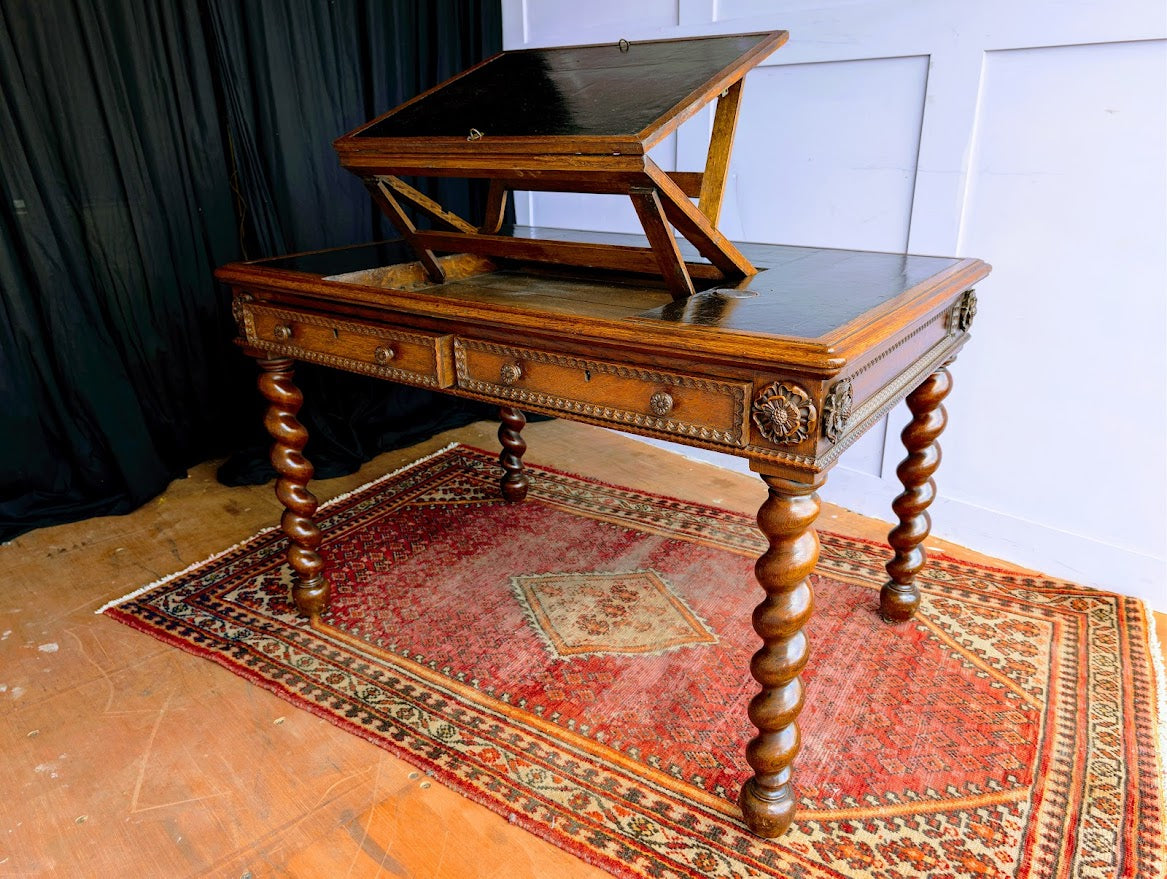 19th_Century_English_Neo_Jacobean_Oak_Architect's_Desk_with_Adjustable_Writing_Slope