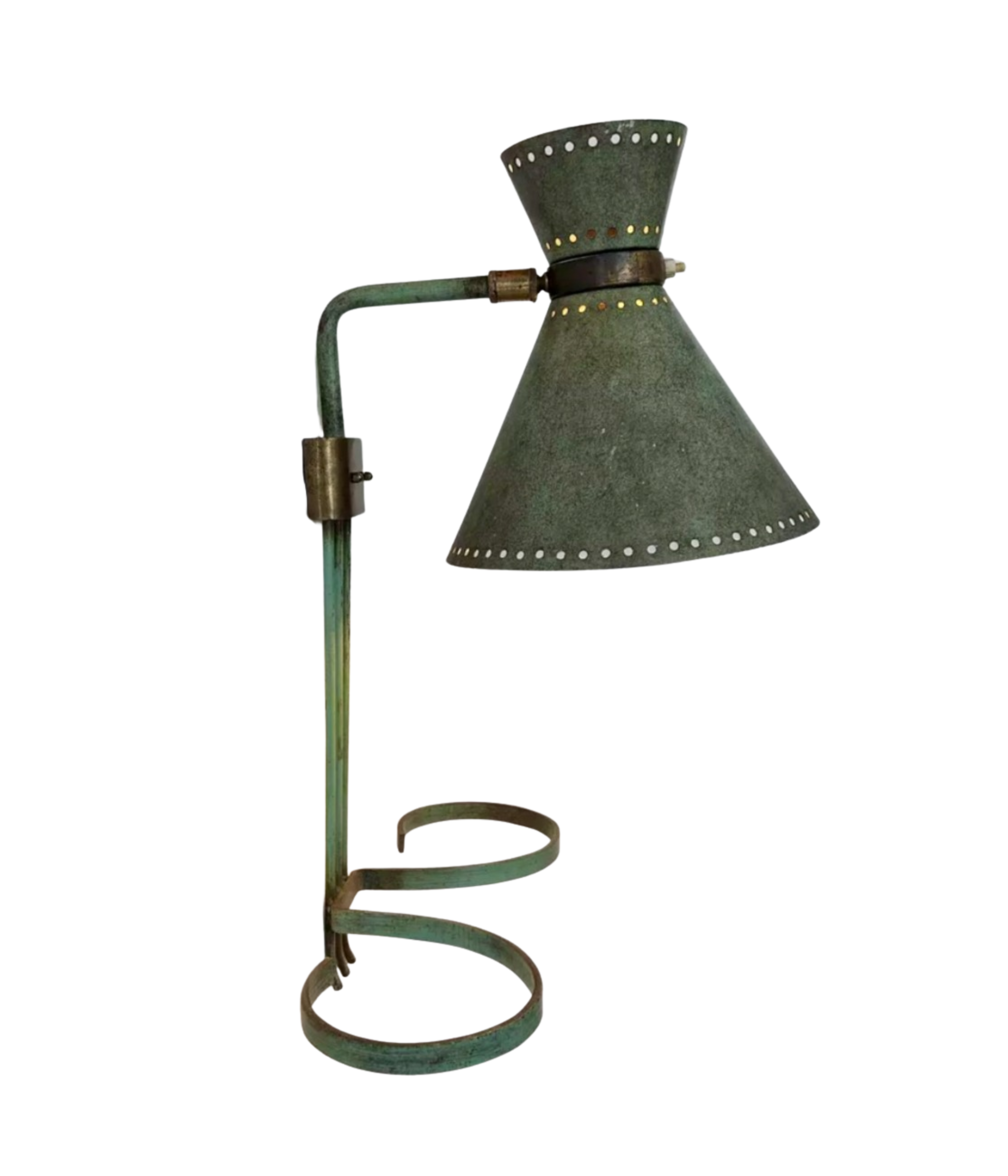 Adjustable_Brass_and_Patinated_Green_Wall_Light,_Italy,_1950s
