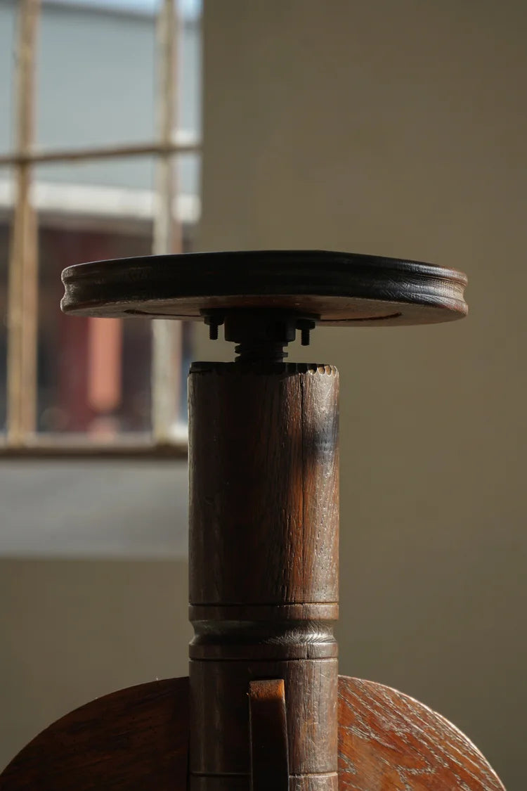 Adjustable_Danish_Art_Nouveau_Stool_in_Solid_Wood,_Early_20th_Century
