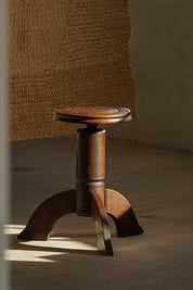 Adjustable_Danish_Art_Nouveau_Stool_in_Solid_Wood,_Early_20th_Century