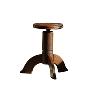Adjustable_Danish_Art_Nouveau_Stool_in_Solid_Wood,_Early_20th_Century