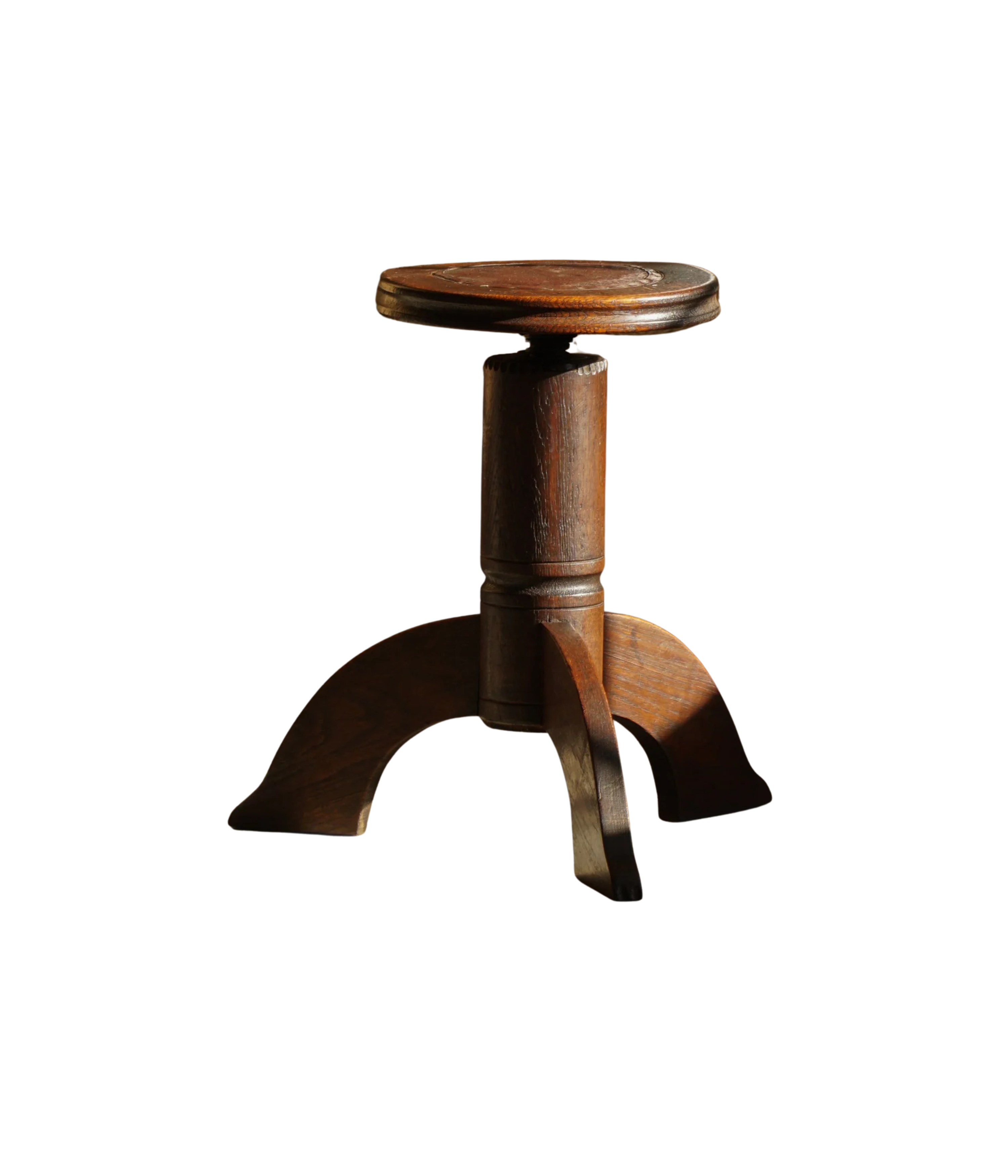 Adjustable_Danish_Art_Nouveau_Stool_in_Solid_Wood,_Early_20th_Century