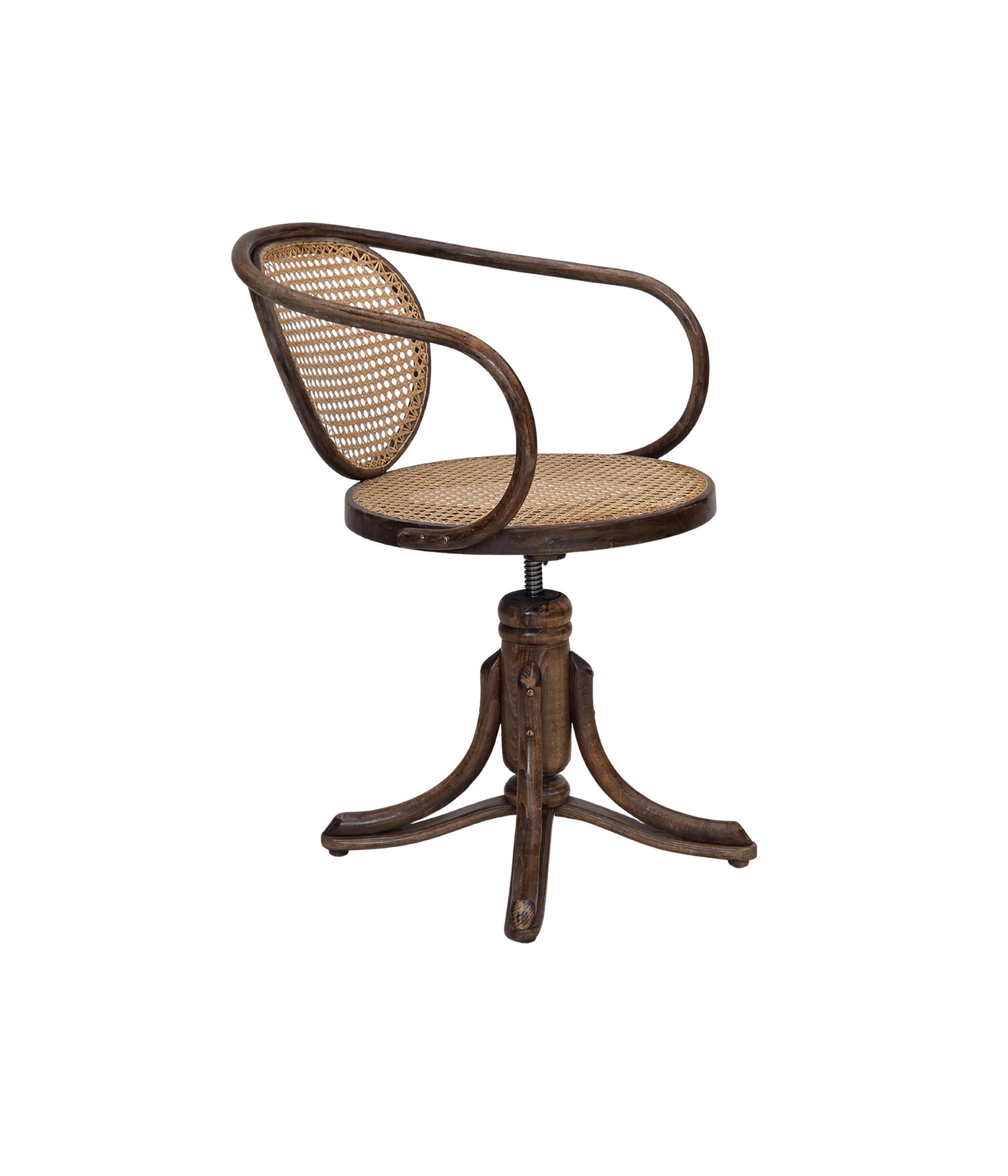 Adjustable_Swivel_Armchair_in_the_Style_of_Thonet,_Bent_Beech_and_Mesh,_1960s
