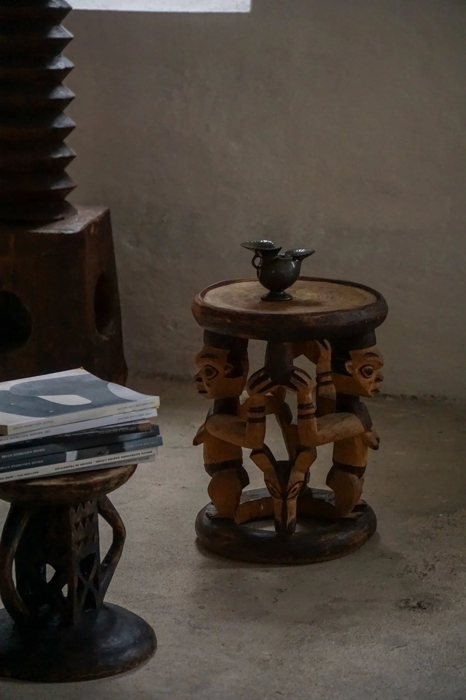 African_Hardwood_Stool_/_Tribal_Art_Piece