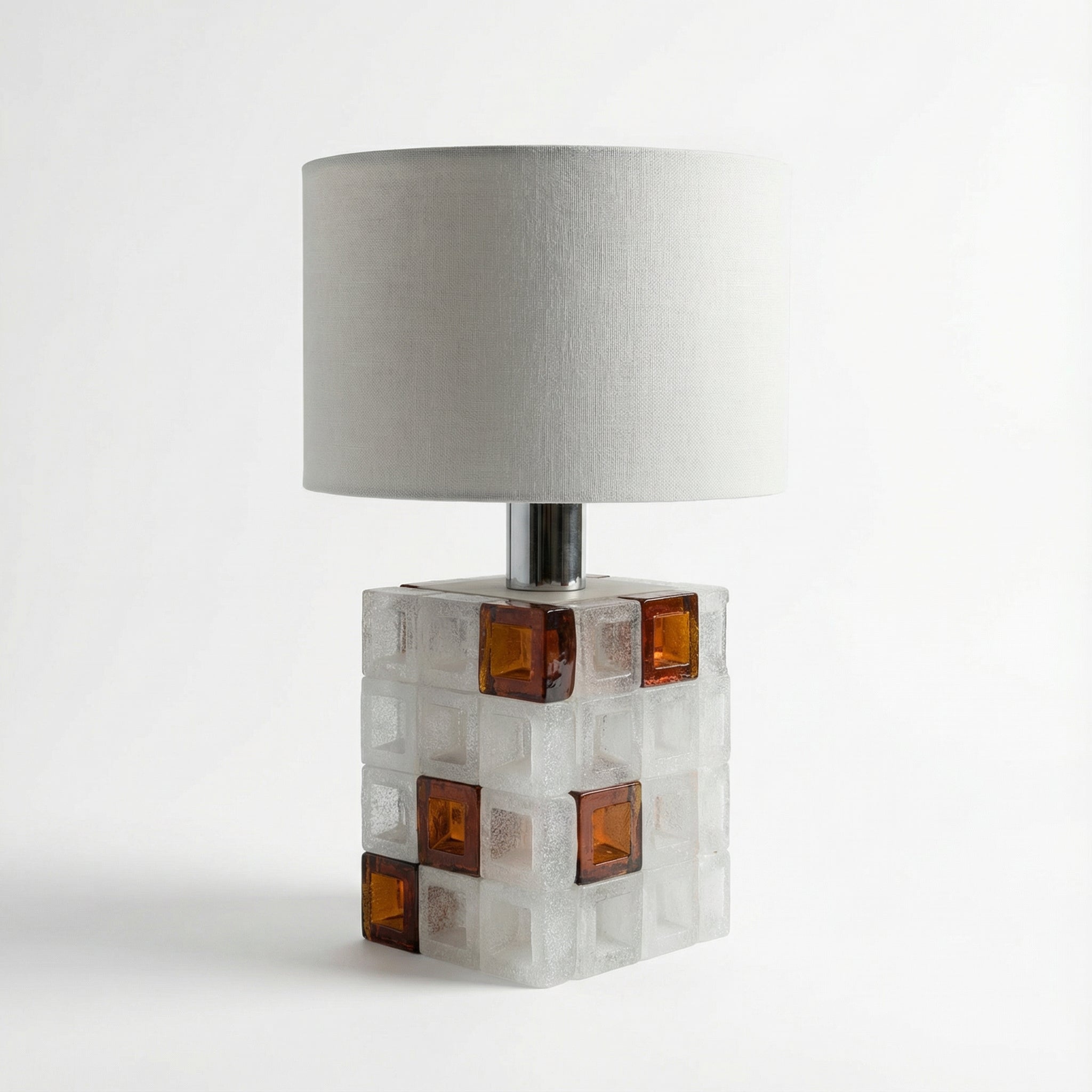Albano_Poli_for_Poliarte_Murano_Glass_Cube_Lamp_Amber_&_Ice_1960s