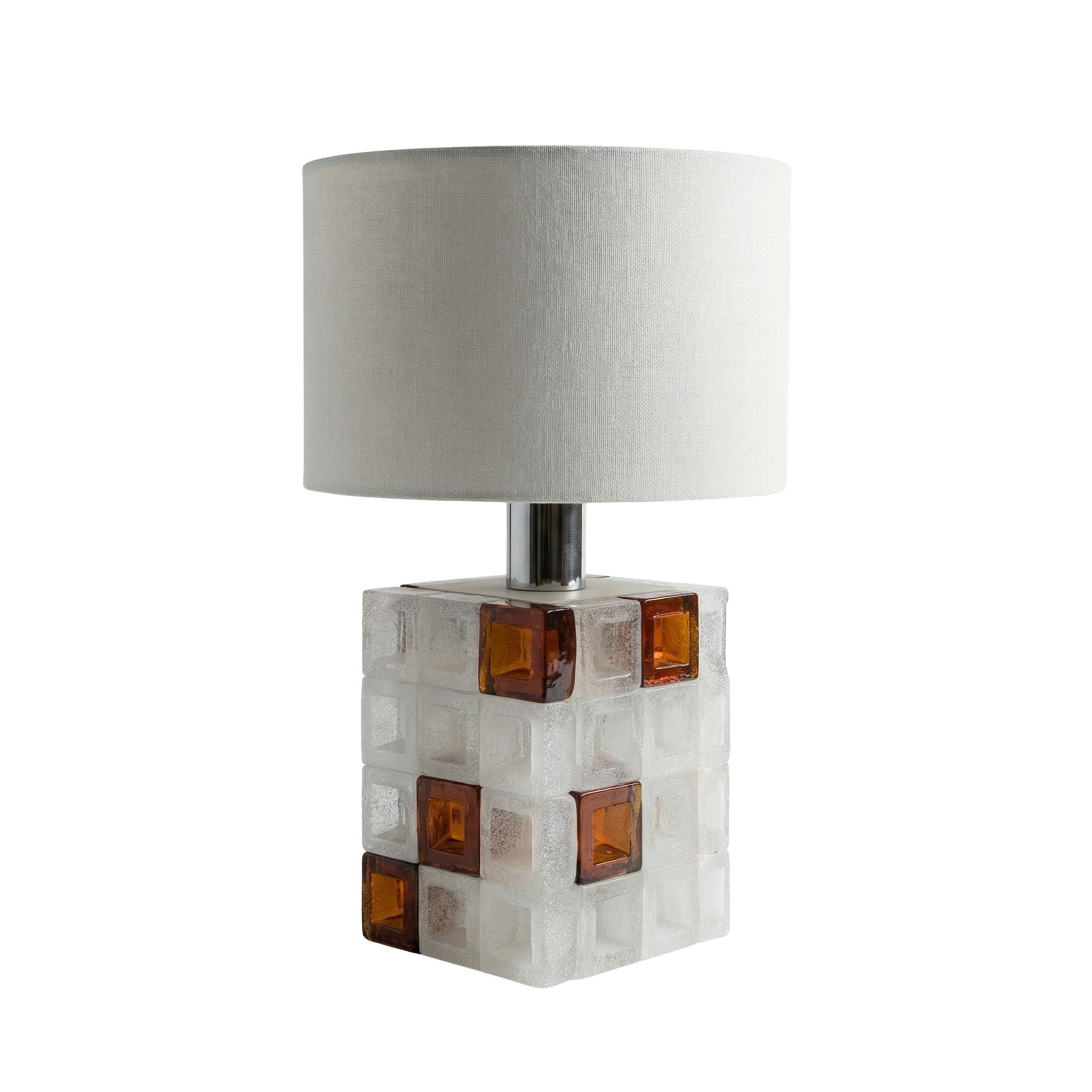 Albano_Poli_for_Poliarte_Murano_Glass_Cube_Lamp_Amber_&_Ice_1960s
