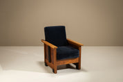 Dutch_Amsterdam_School_Oak_Lounge_Chair_with_Velvet_Upholstery