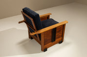 Dutch_Amsterdam_School_Oak_Lounge_Chair_with_Velvet_Upholstery