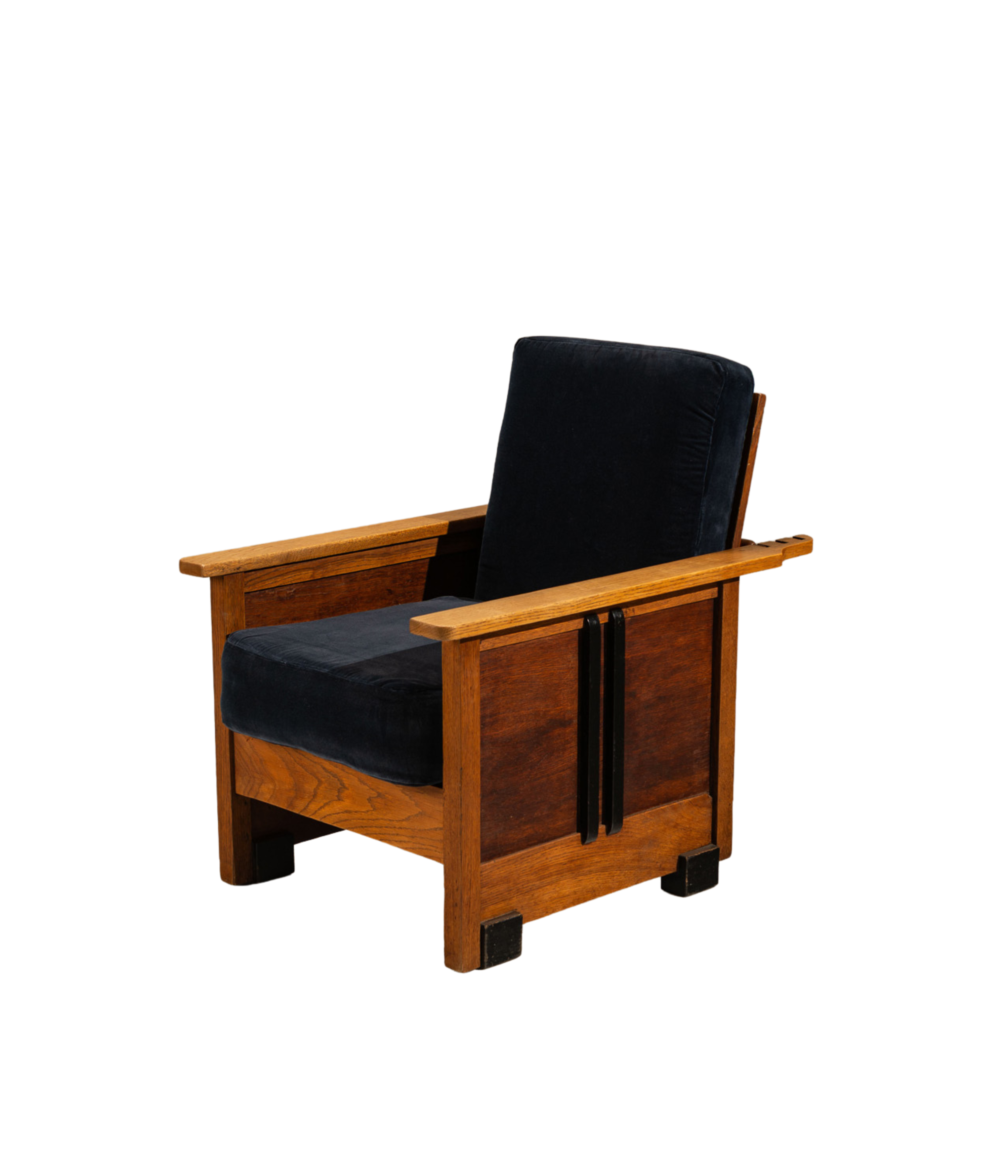 Dutch_Amsterdam_School_Oak_Lounge_Chair_with_Velvet_Upholstery
