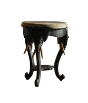 Anglo_Indian_Elephant_Stool_/_Side_Table,_Colonial_Carved_Wood_Design
