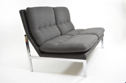 German_Modernist_Bench_in_Anthracite_Grey_Fabric_and_Chrome