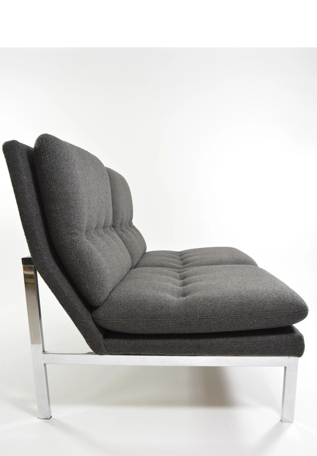 German_Modernist_Bench_in_Anthracite_Grey_Fabric_and_Chrome