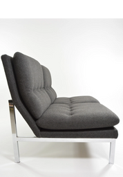 German_Modernist_Bench_in_Anthracite_Grey_Fabric_and_Chrome