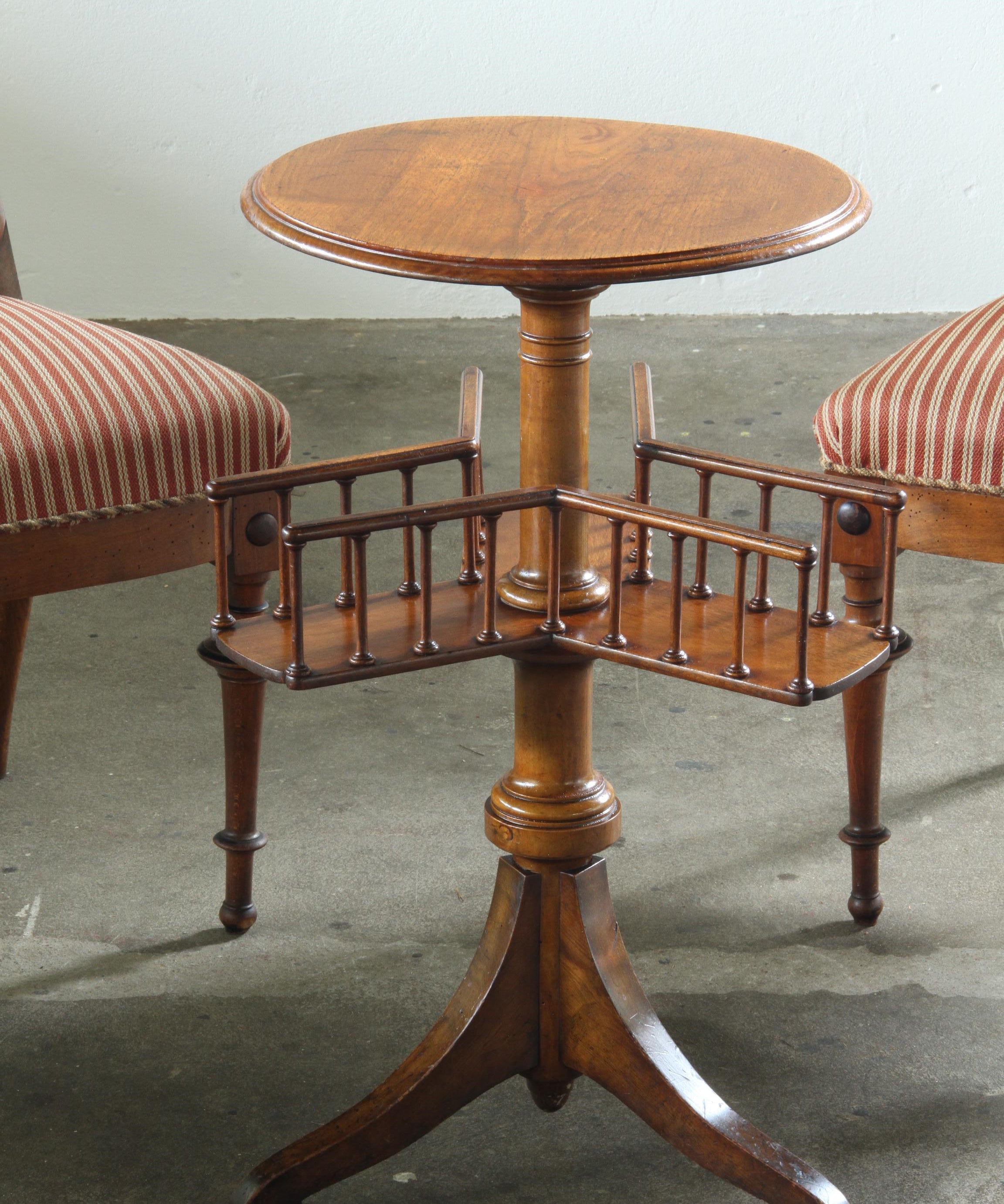 Set_of_19th-Century_Danish_Victorian_Walnut_Parlor_Table_with_Mahogany_Upholstered_Chairs