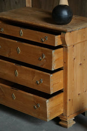 Antique_Danish_Pine_Chest_of_Drawers_with_Brass_Handles,_Scandinavian,_19th_Century