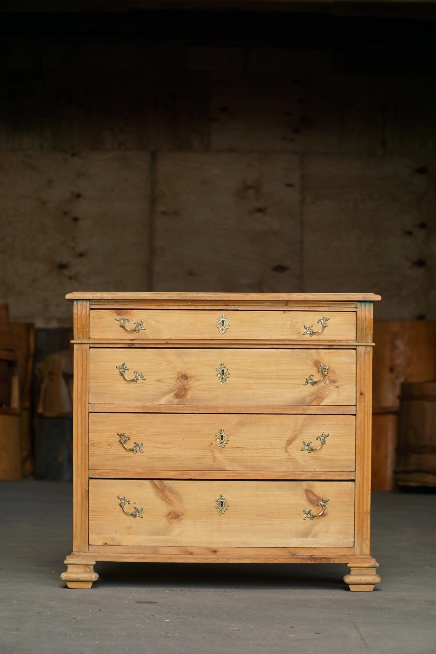 Antique_Danish_Pine_Chest_of_Drawers_with_Brass_Handles,_Scandinavian,_19th_Century