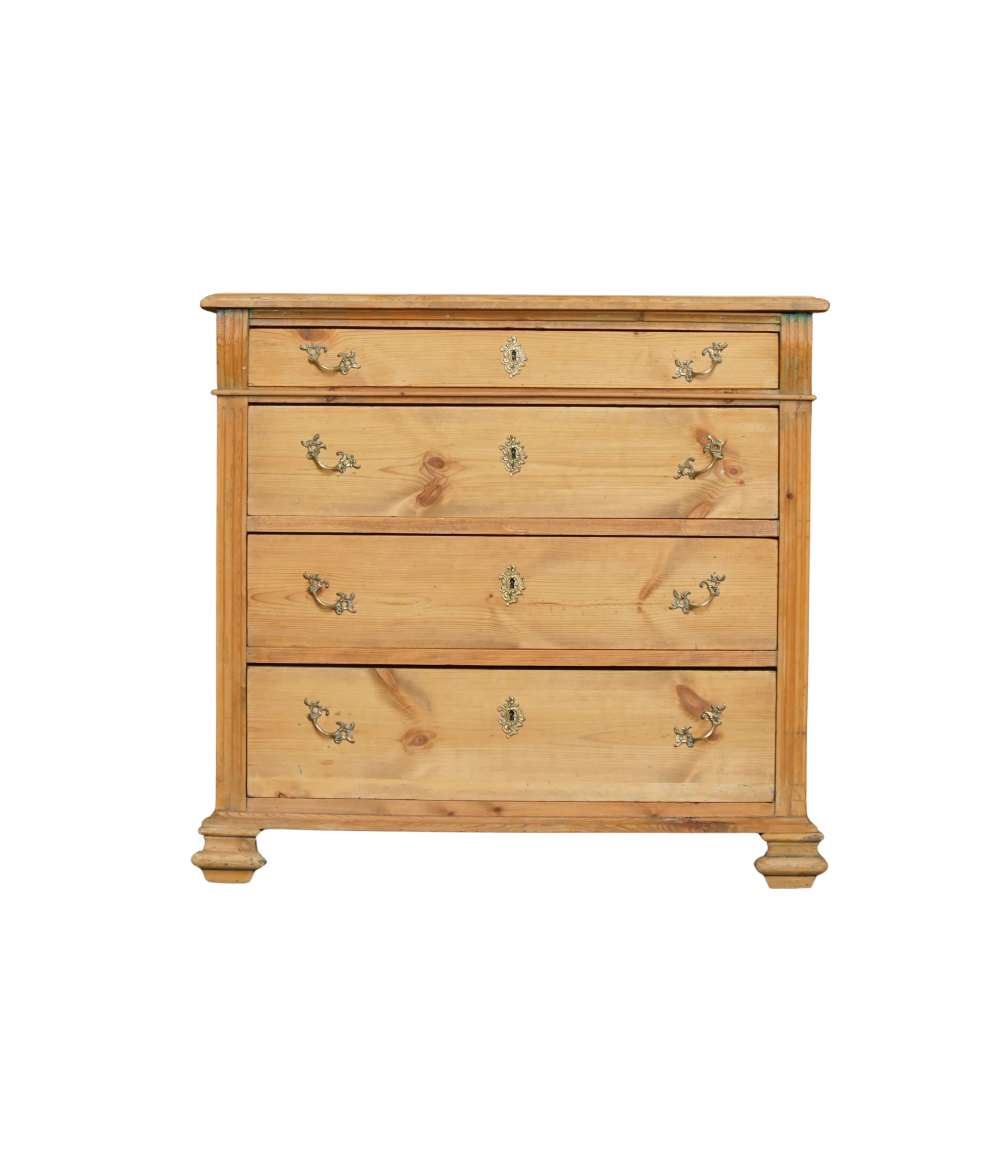 Antique_Danish_Pine_Chest_of_Drawers_with_Brass_Handles,_Scandinavian,_19th_Century