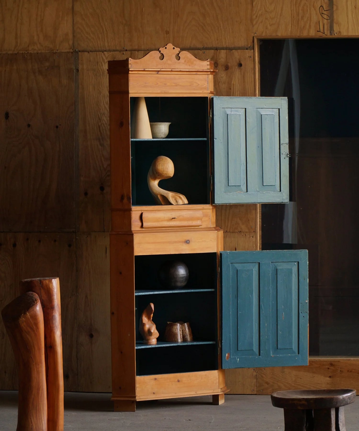 Antique_Danish_Pine_Corner_Cabinet,_Two_Part_Scandinavian_Country_Cupboard,_18th_Century