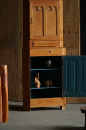 Antique_Danish_Pine_Corner_Cabinet,_Two_Part_Scandinavian_Country_Cupboard,_18th_Century