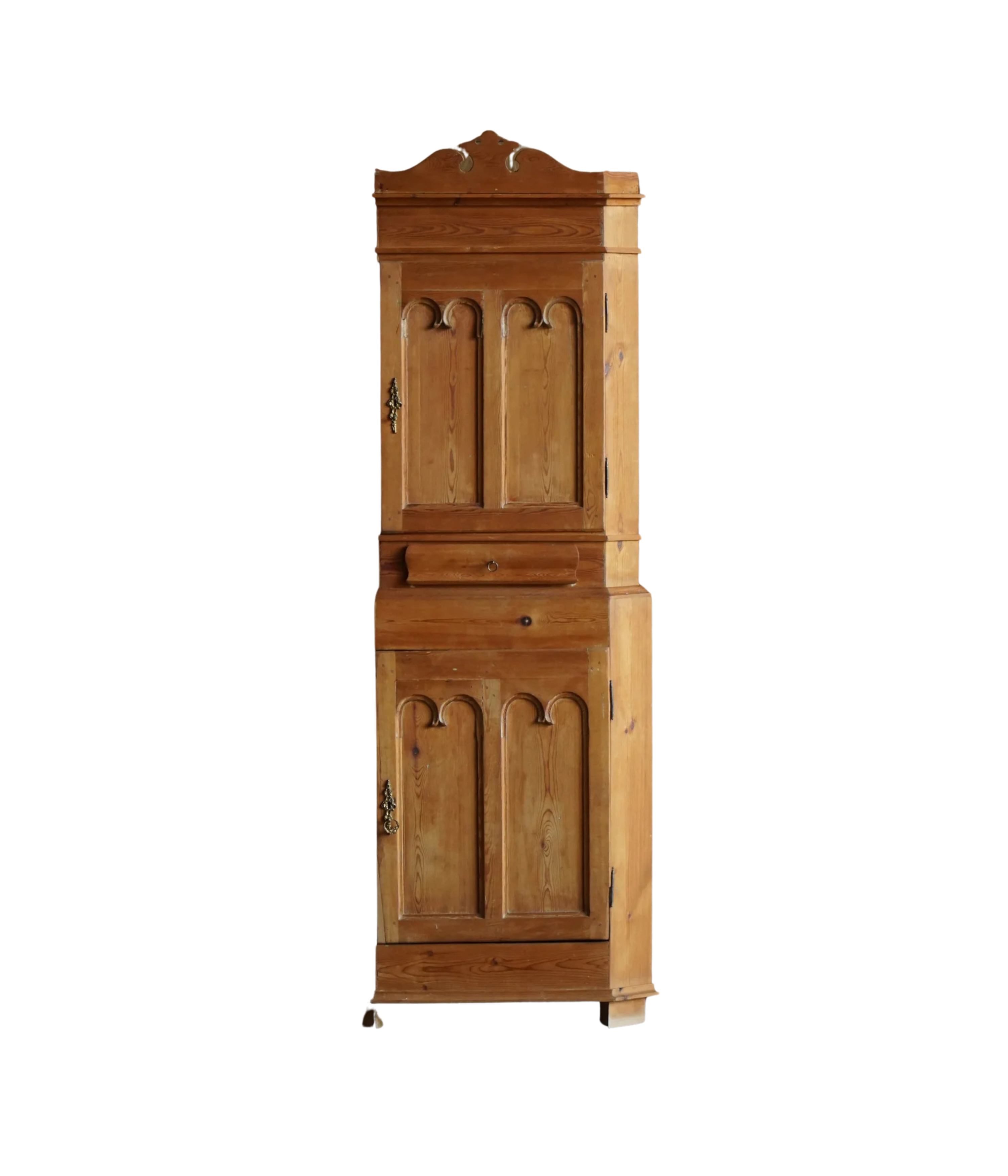 Antique_Danish_Pine_Corner_Cabinet,_Two_Part_Scandinavian_Country_Cupboard,_18th_Century