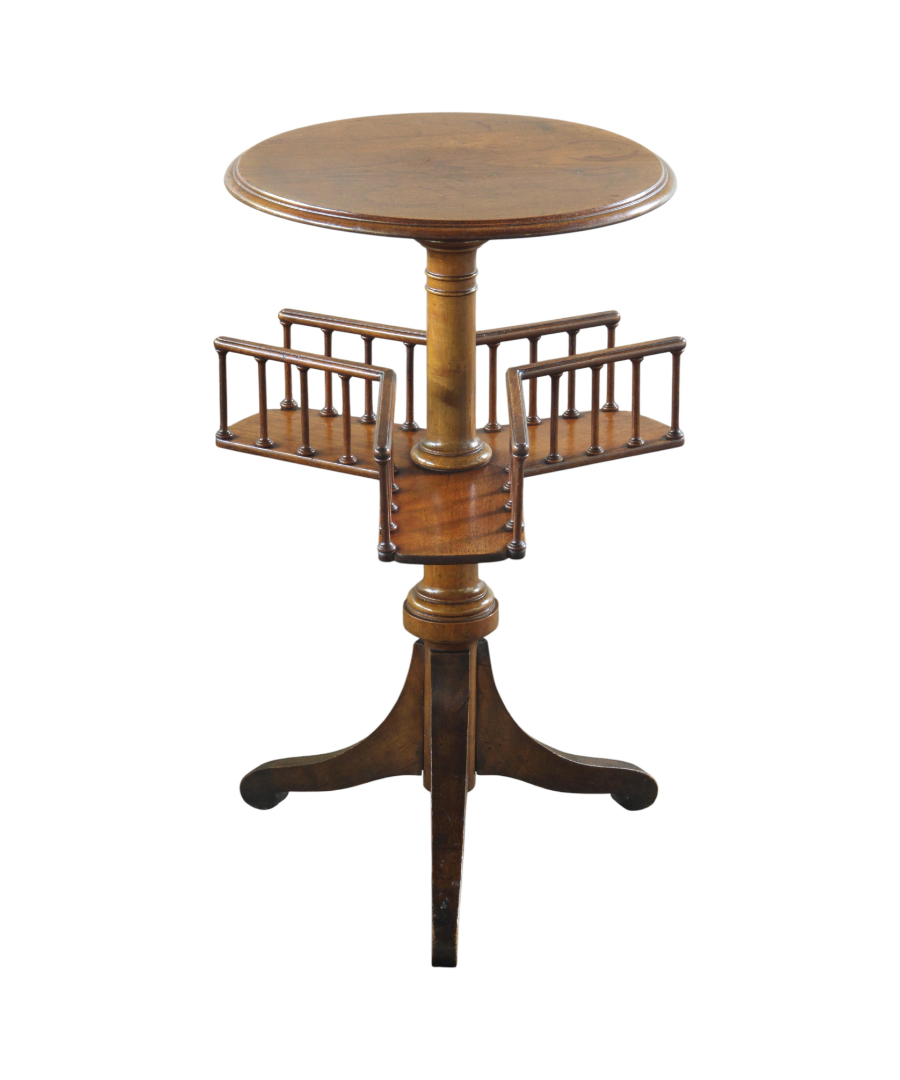 Antique_Danish_Victorian_Walnut_Parlor_Table_with_Canterbury_Shelves_and_Tripod_Base,_1870s