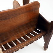 Antique_Dutch_Arts_and_Crafts_Hall_Bench_in_Solid_Oak_and_Red_Velvet,_Netherlands,_Early_1900s