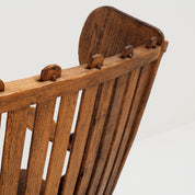 Antique_Dutch_Arts_and_Crafts_Hall_Bench_in_Solid_Oak_and_Red_Velvet,_Netherlands,_Early_1900s
