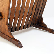 Antique_Dutch_Arts_and_Crafts_Hall_Bench_in_Solid_Oak_and_Red_Velvet,_Netherlands,_Early_1900s
