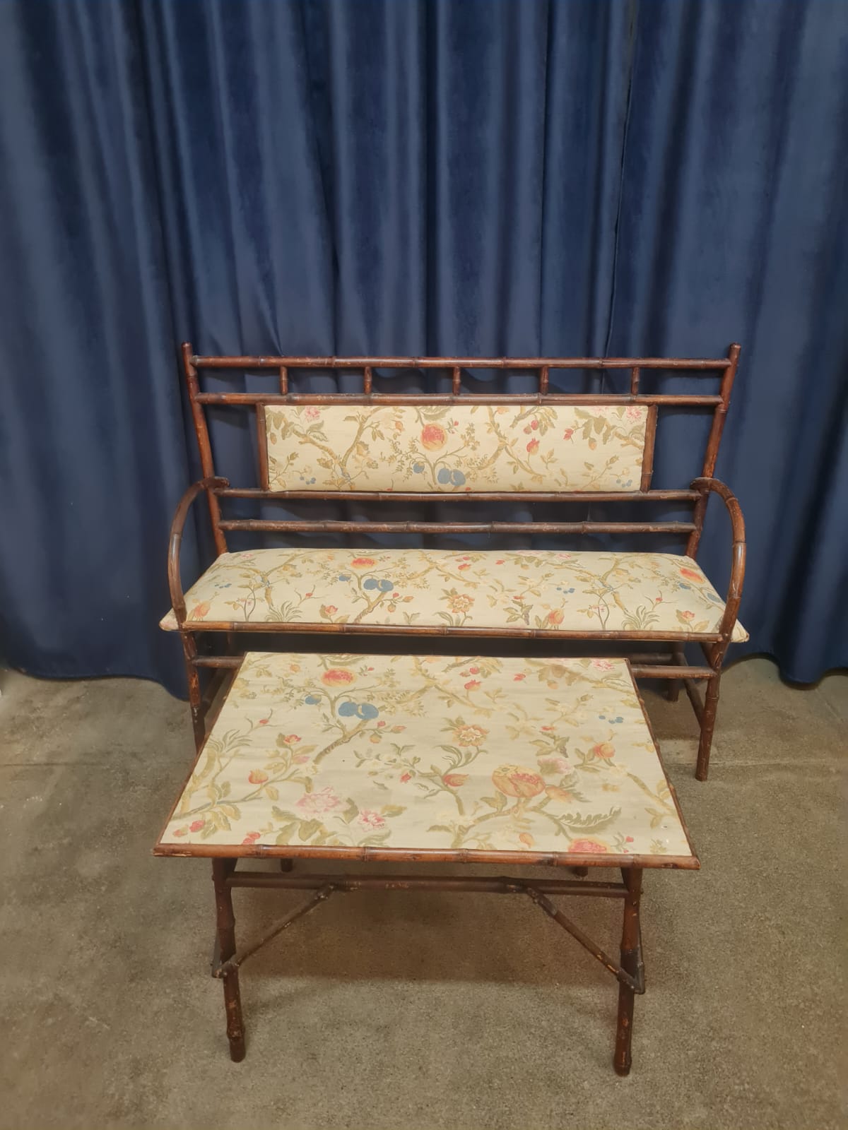 Set_of_Antique_Faux_Bamboo_Parlor_Armchair,_,_taburet,_coffee_table_and_bench_By_Maison_Staněk_Prague_from_1910