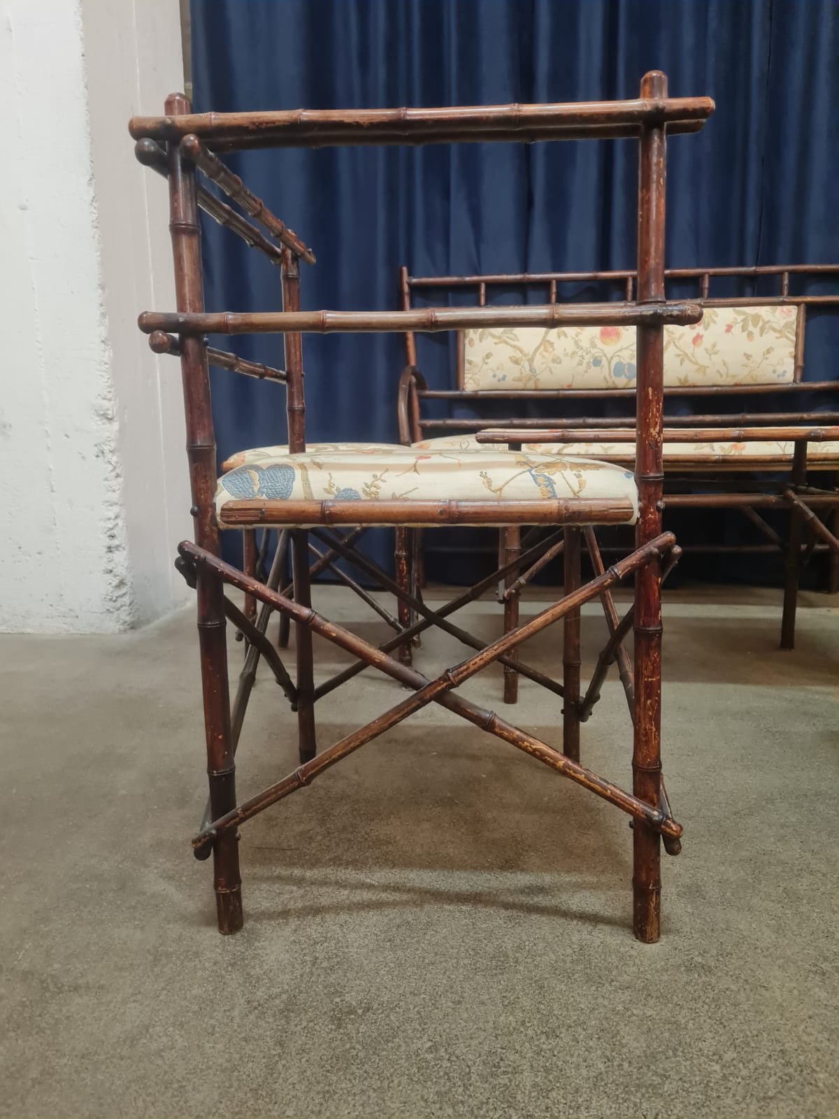 Set_of_Antique_Faux_Bamboo_Parlor_Armchair,_,_taburet,_coffee_table_and_bench_By_Maison_Staněk_Prague_from_1910